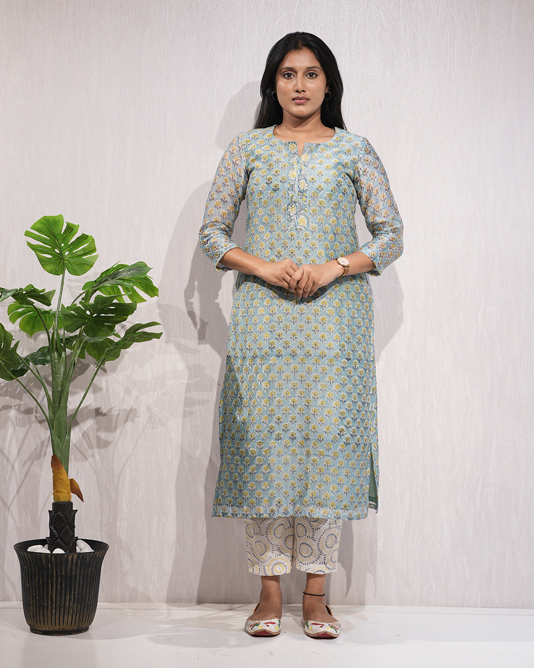 Elegant teal-coloured kurta and dupatta set