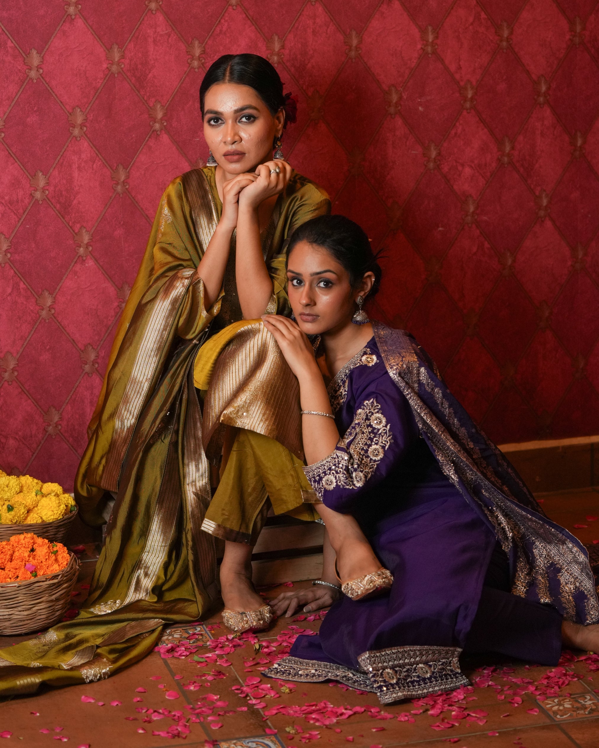 Festive charm with this vibrant golden ethnic set