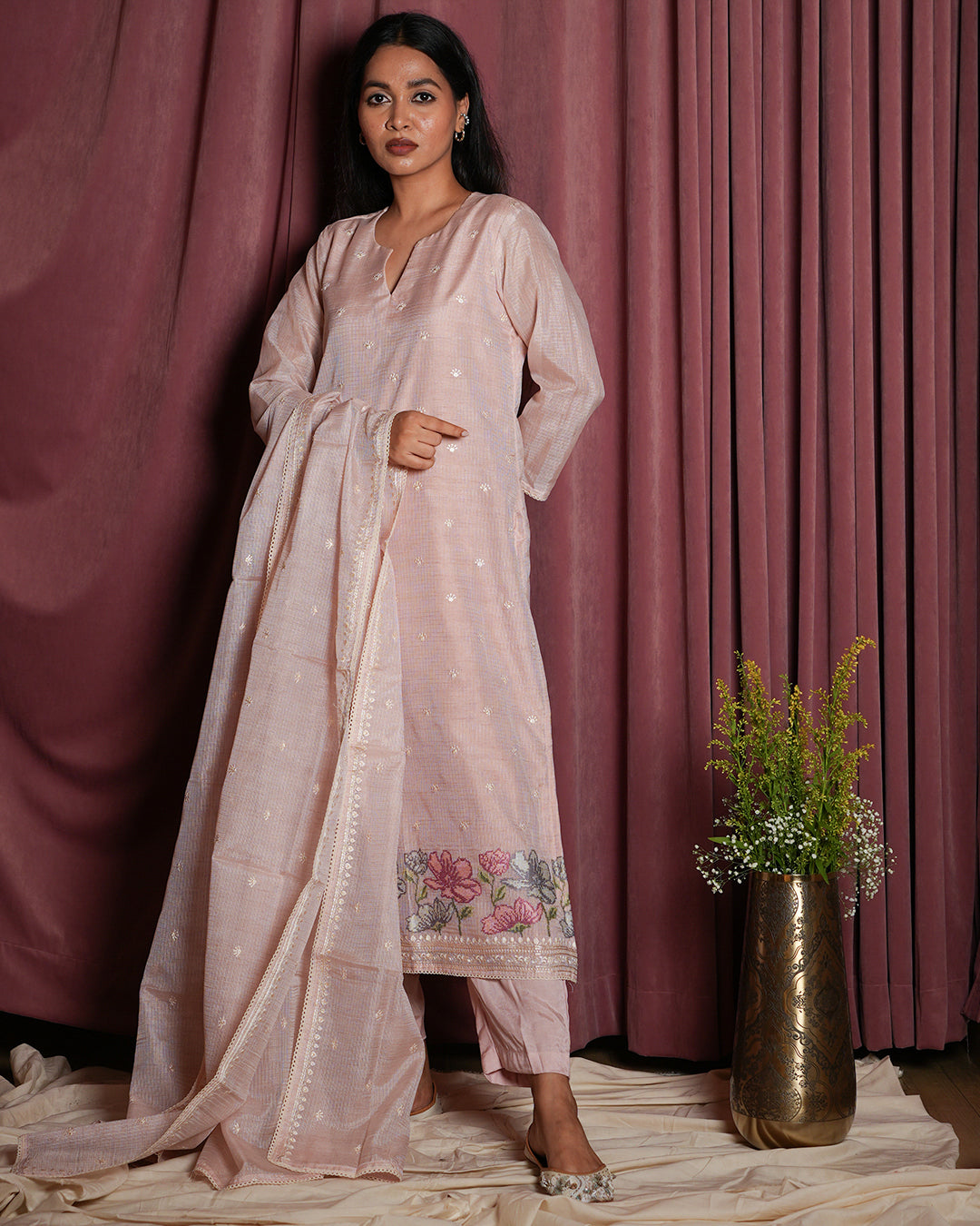 Blush Pink Embroidered Ethnic Suit Set