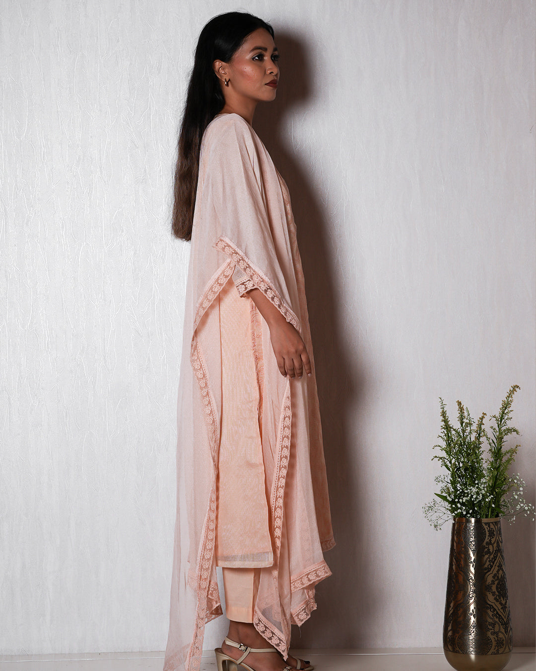 Peach Embroidered Ethnic Suit Set