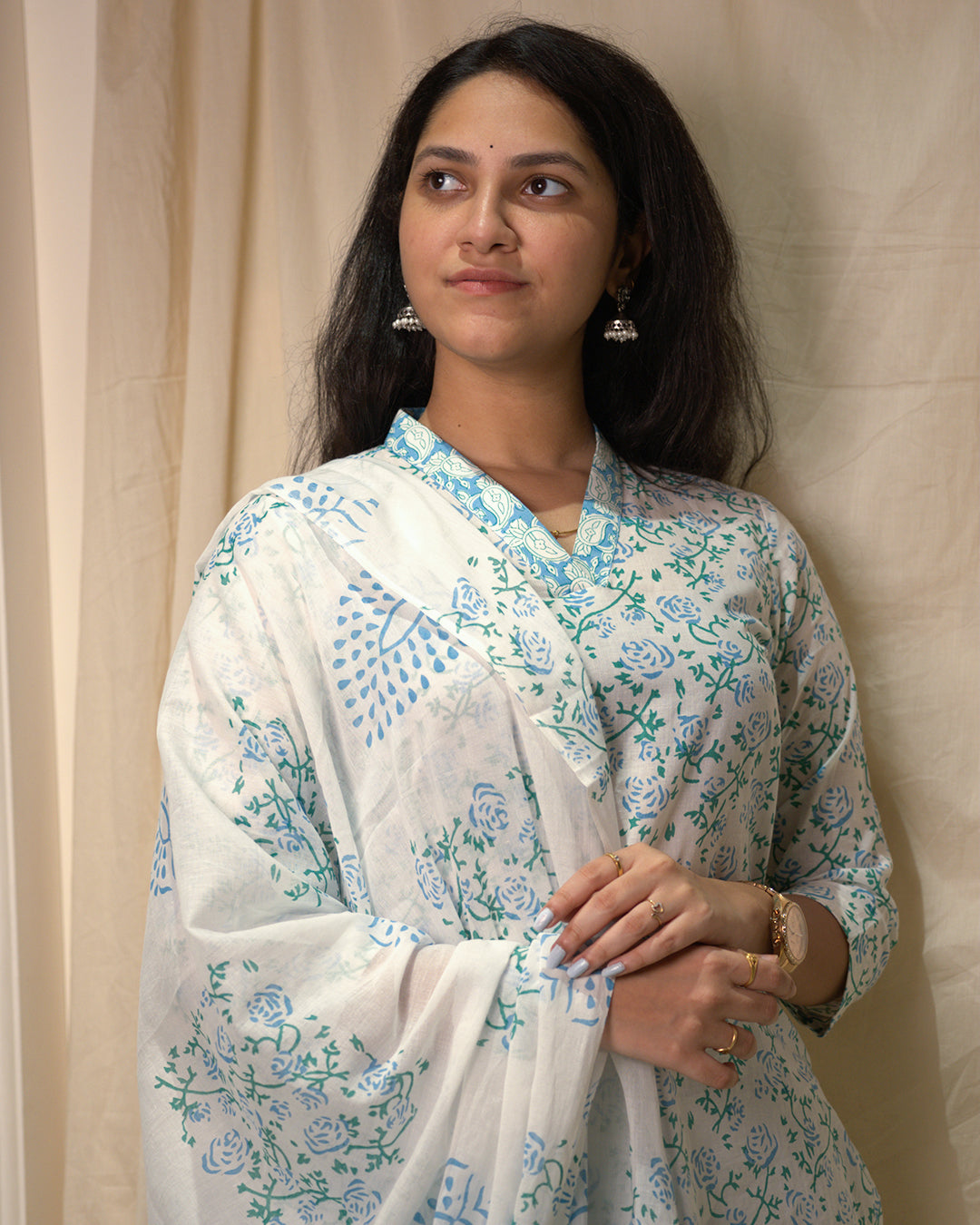 White and aqua blue suit set | Aika the Label