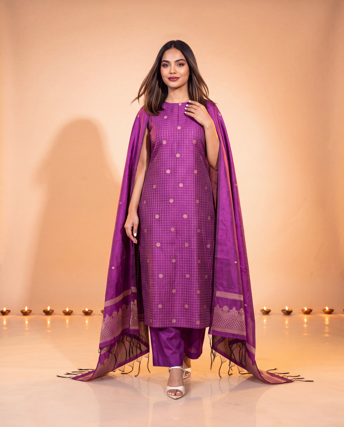 Malarvizhi Purple Festive Suit Set