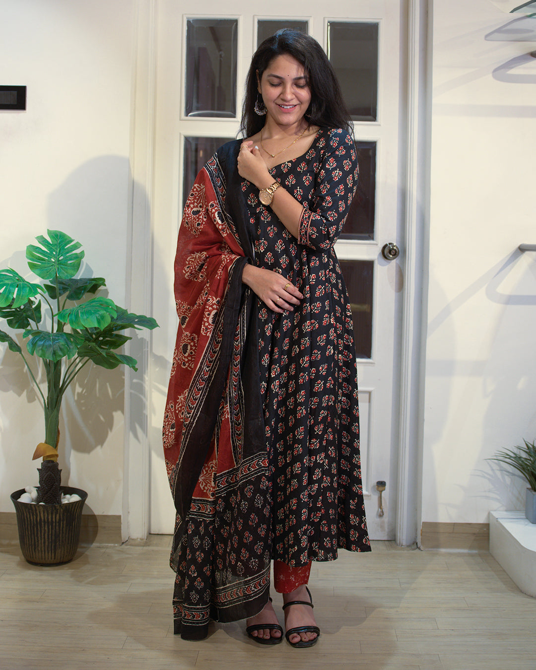Black Anarkali-style kurta set | Aika the label