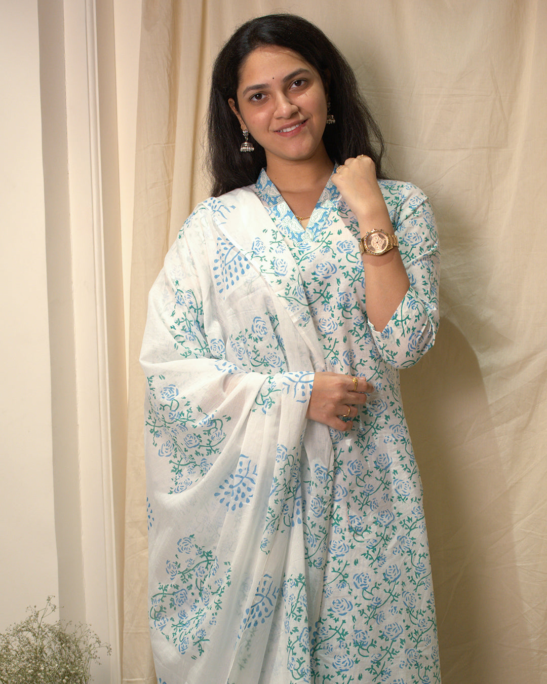 White and aqua blue suit set | Aika the Label