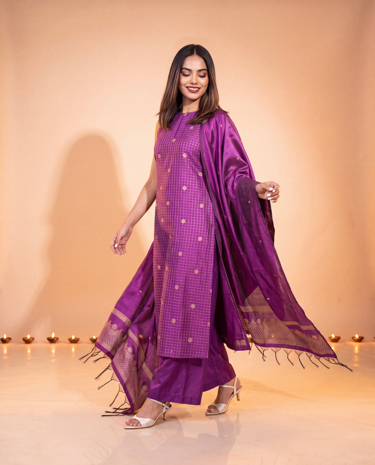 Malarvizhi Purple Festive Suit Set