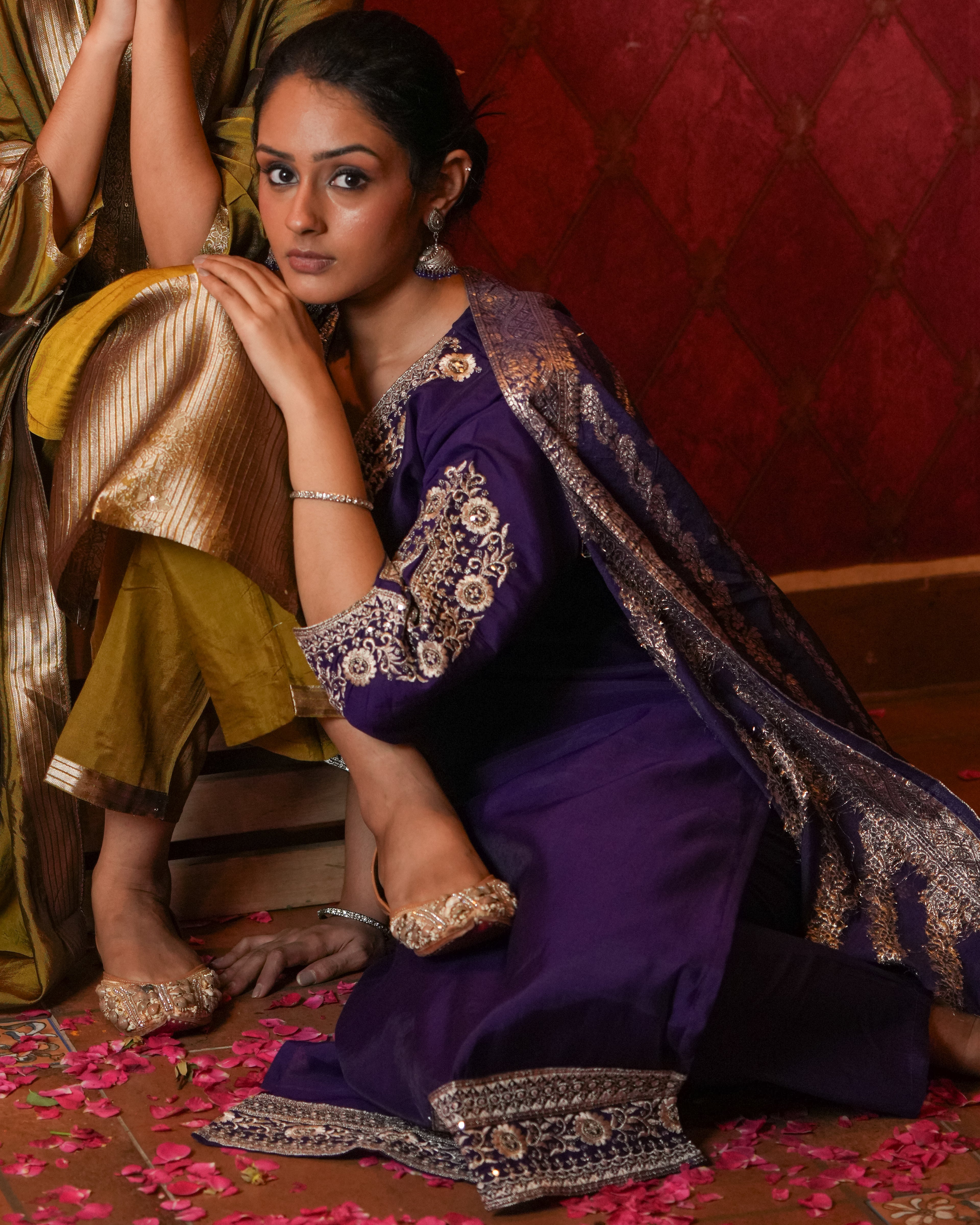 Traditional floppy purple ethnic set