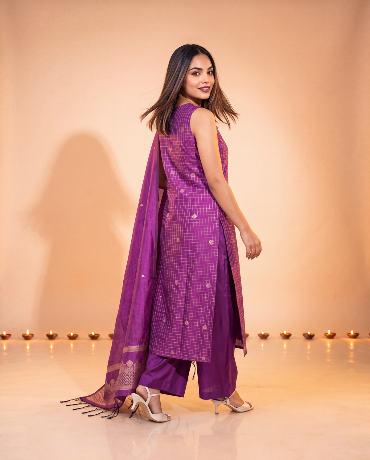 Malarvizhi Purple Festive Suit Set