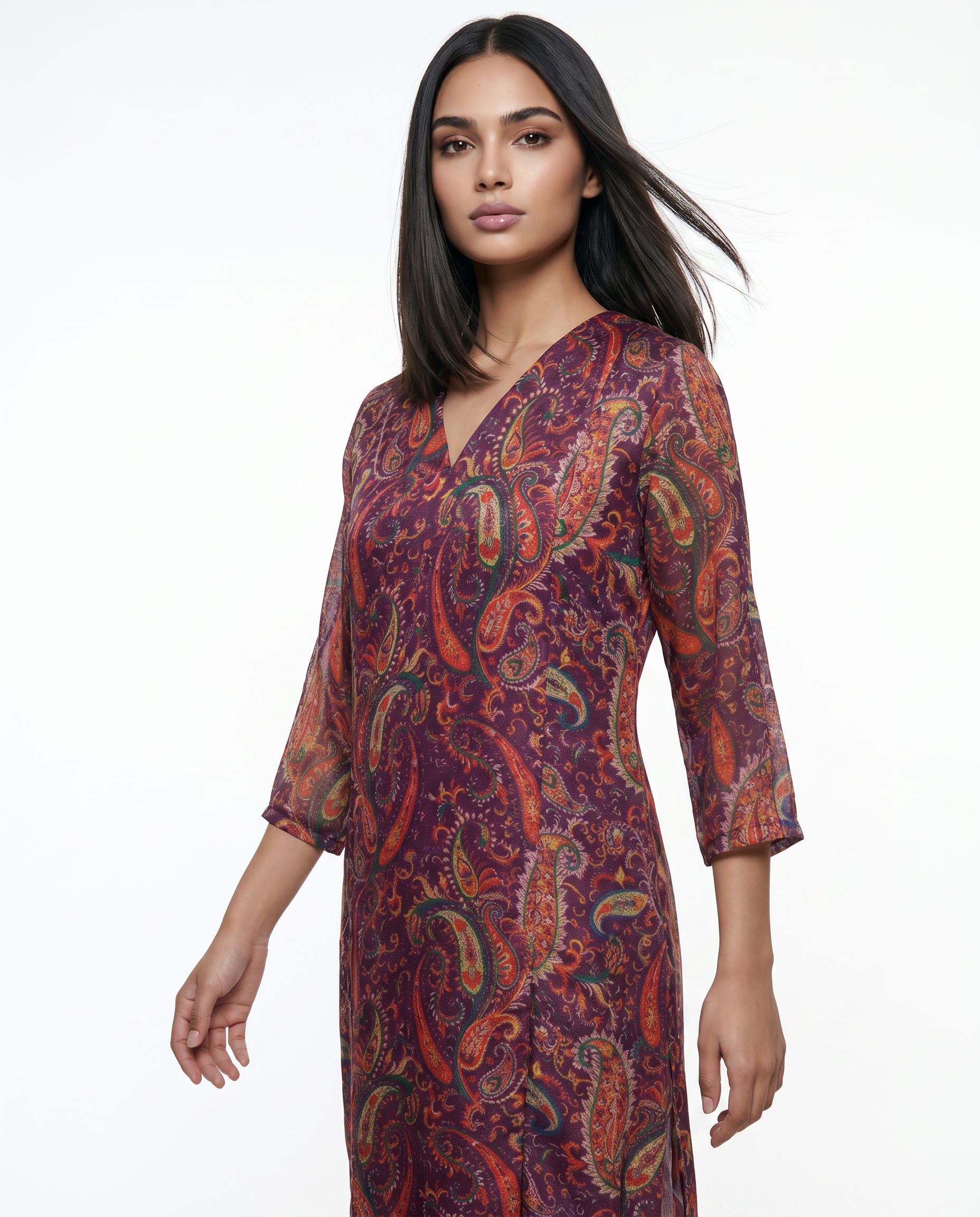 Royal Plum Paisley Flared Kurta