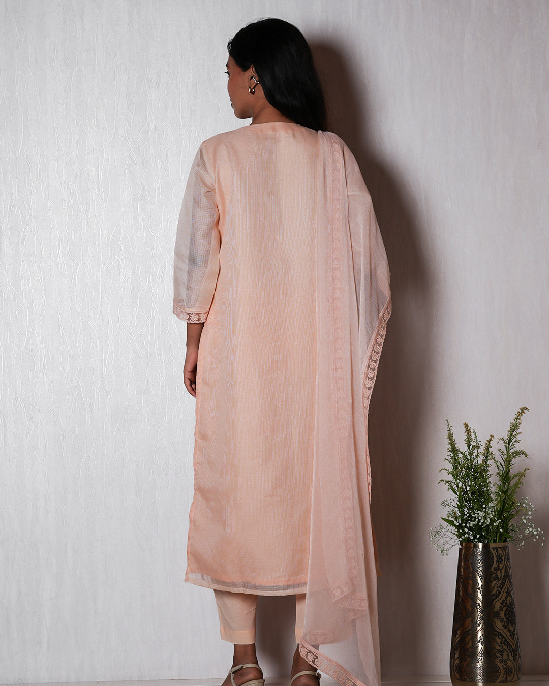 Peach Embroidered Ethnic Suit Set