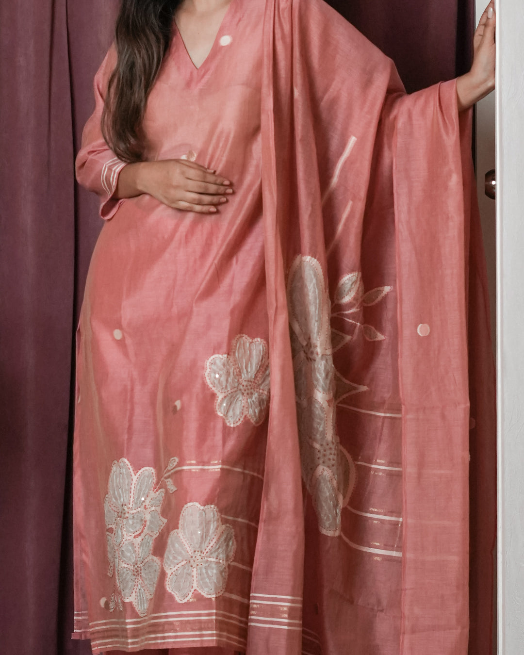 Rosewood Floral Handwoven Suit Set