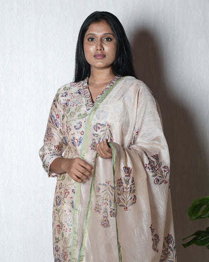 Pastel Floral Printed Kurta Set with Dupatta