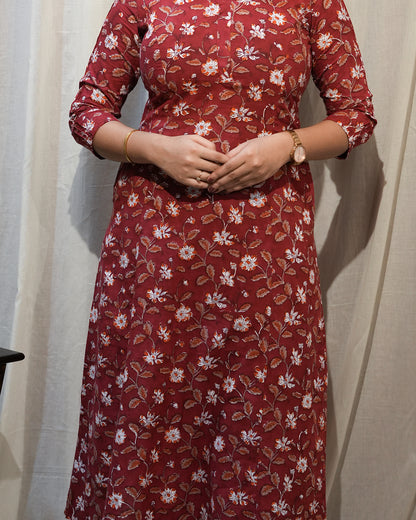 Maroon Floral Kurta Set