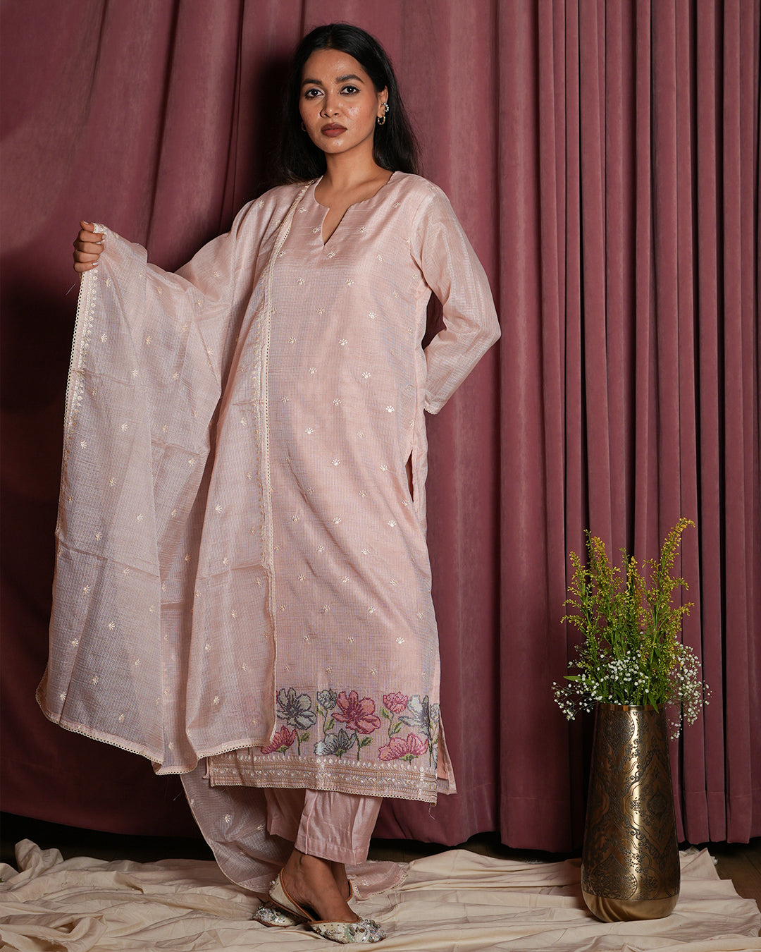 Blush Pink Embroidered Ethnic Suit Set