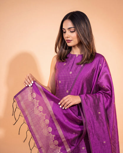 Malarvizhi Purple Festive Suit Set
