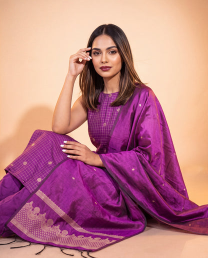 Malarvizhi Purple Festive Suit Set