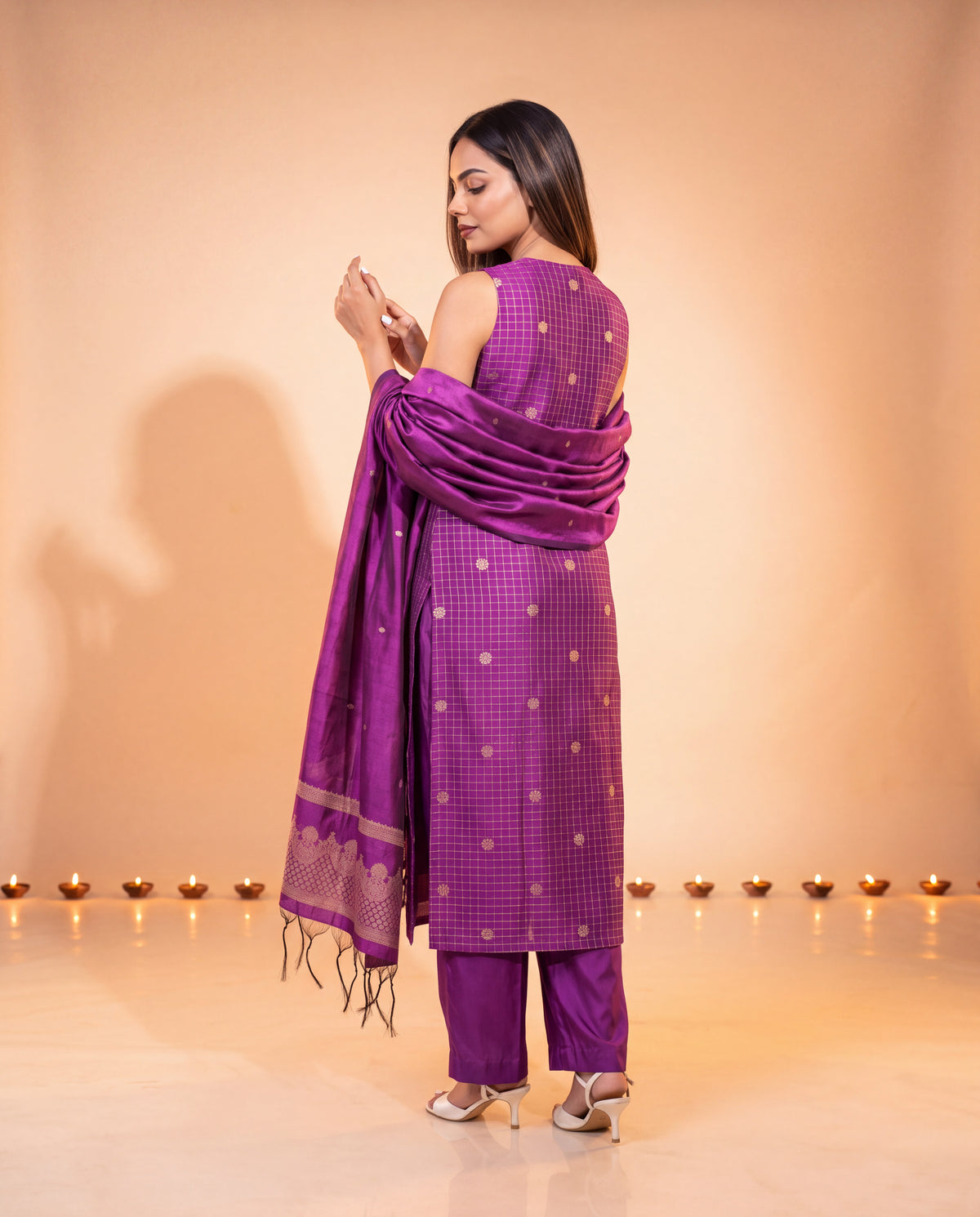 Malarvizhi Purple Festive Suit Set