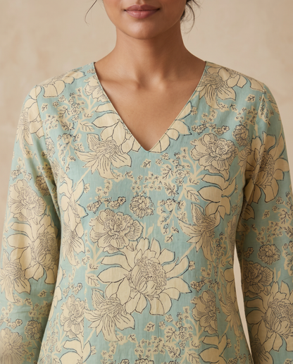 Sage Blossom Kurta Set | Aika the Label