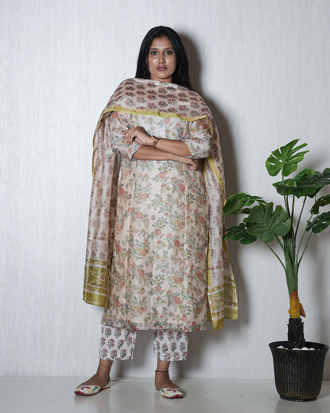 Pastel Floral Printed Kurta Set with Dupatta
