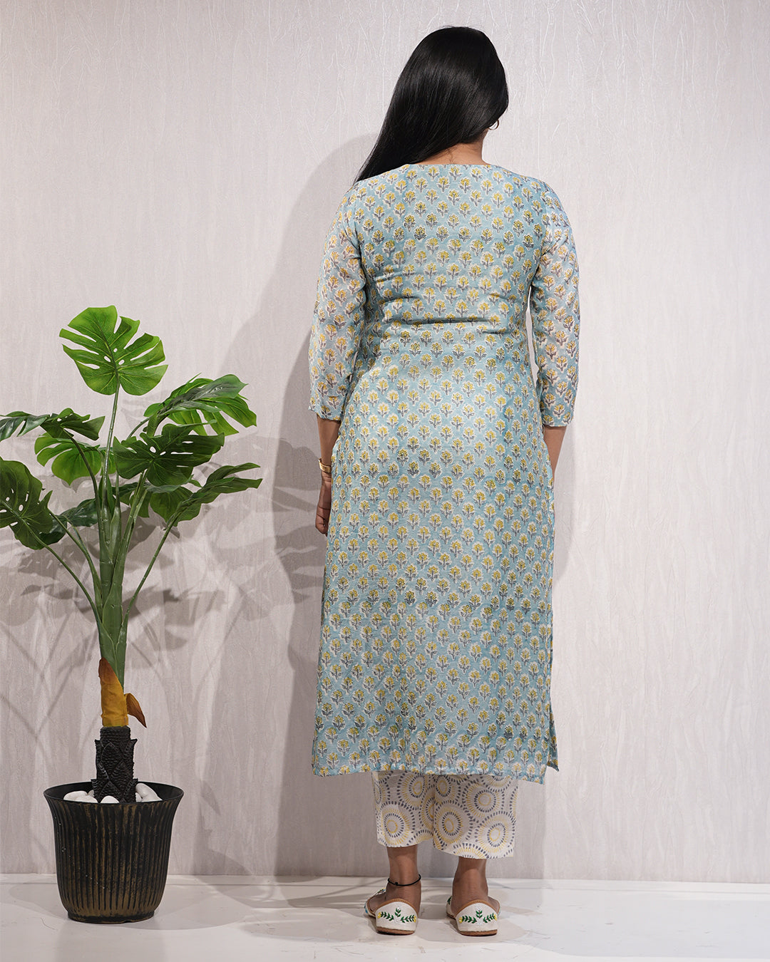 Elegant teal-coloured kurta and dupatta set