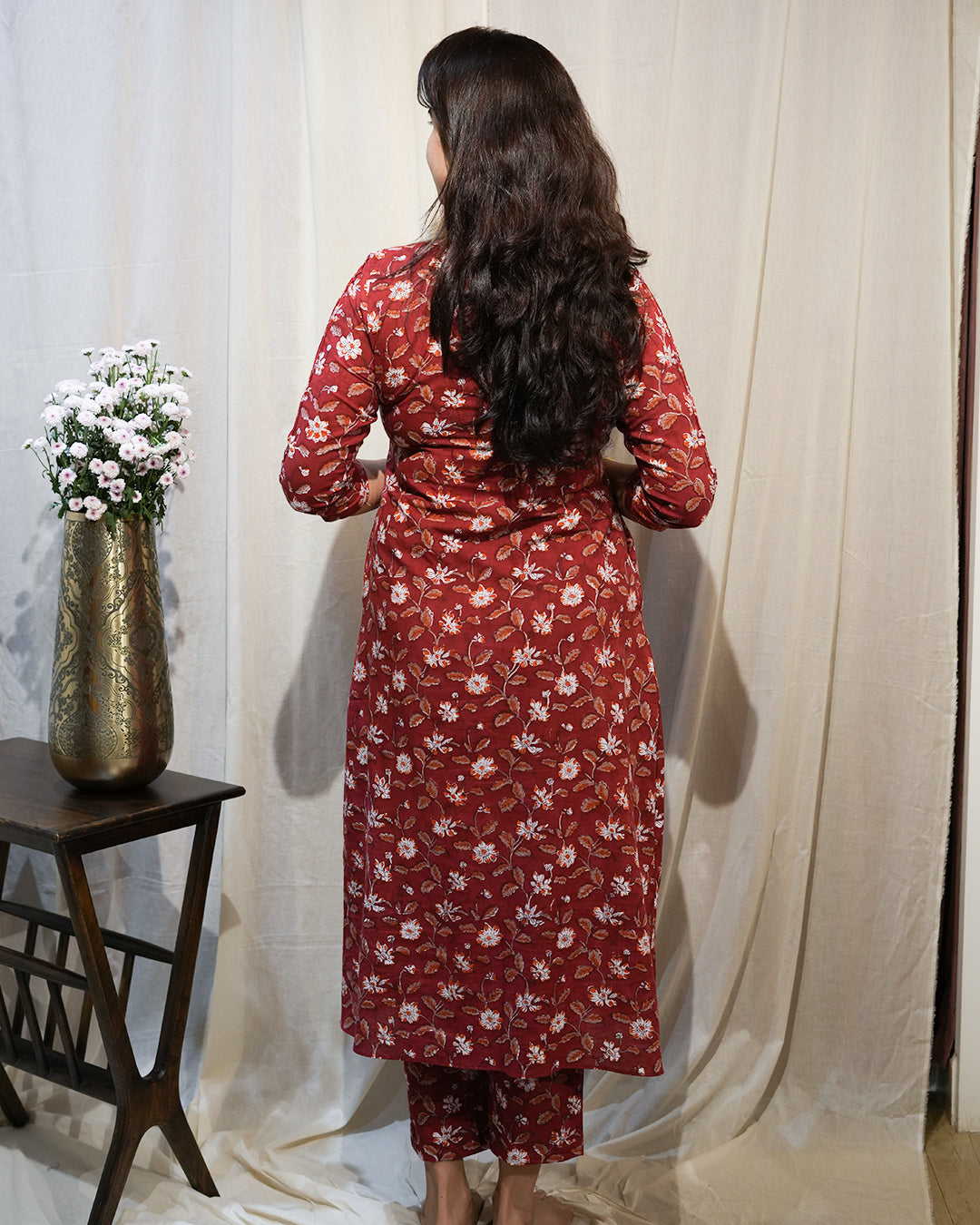 Maroon Floral Kurta Set