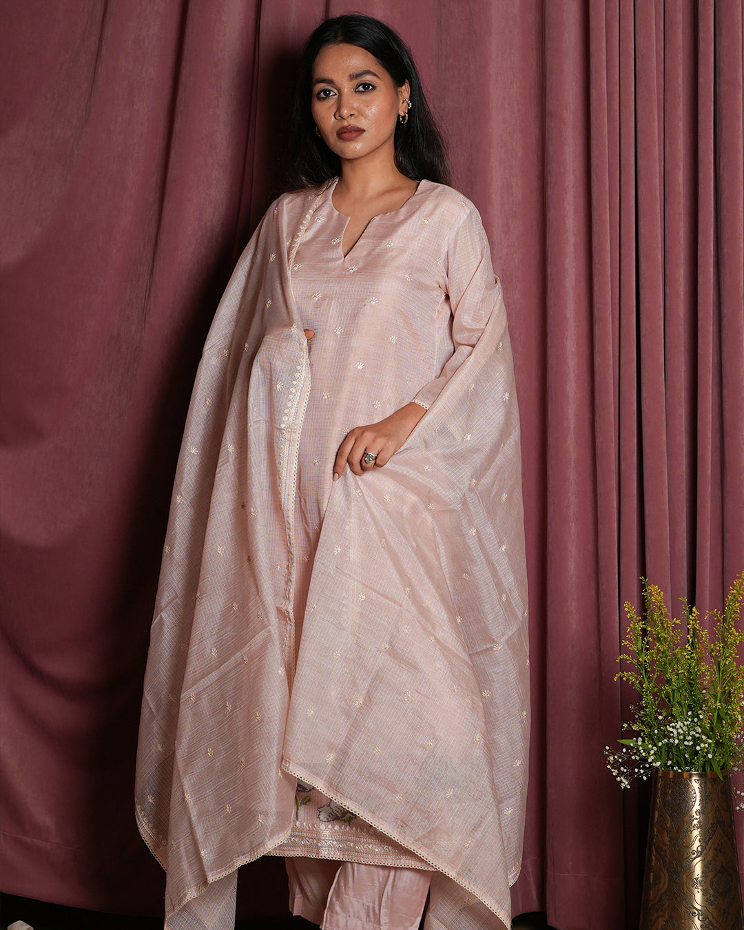 Blush Pink Embroidered Ethnic Suit Set
