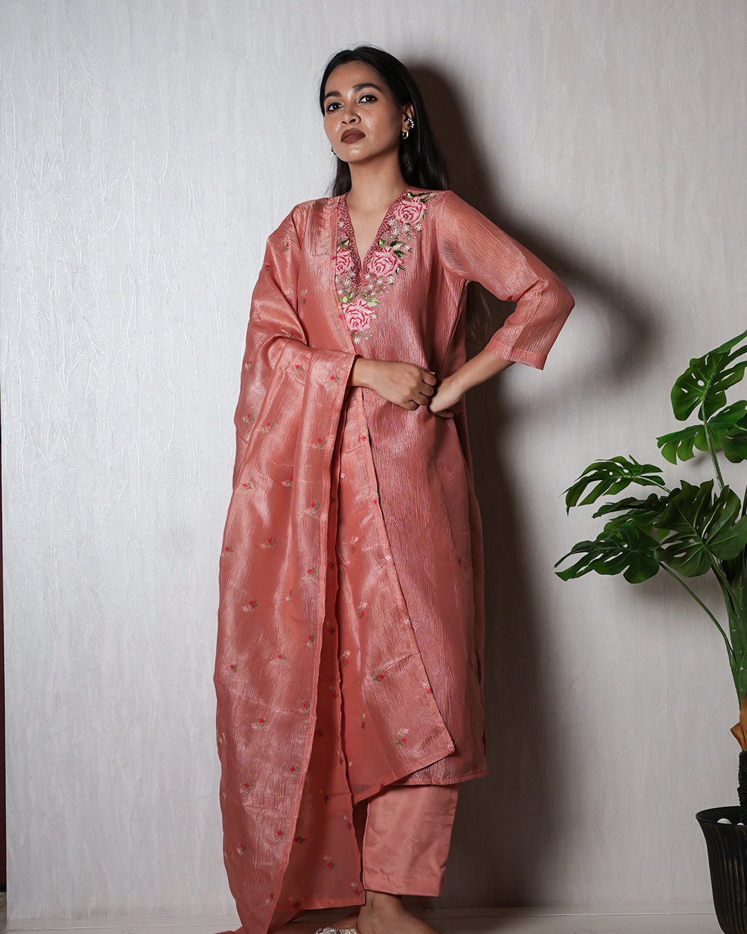 Blush Rose Silk Suit Set