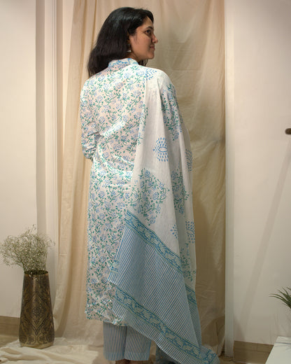 White and aqua blue suit set | Aika the Label