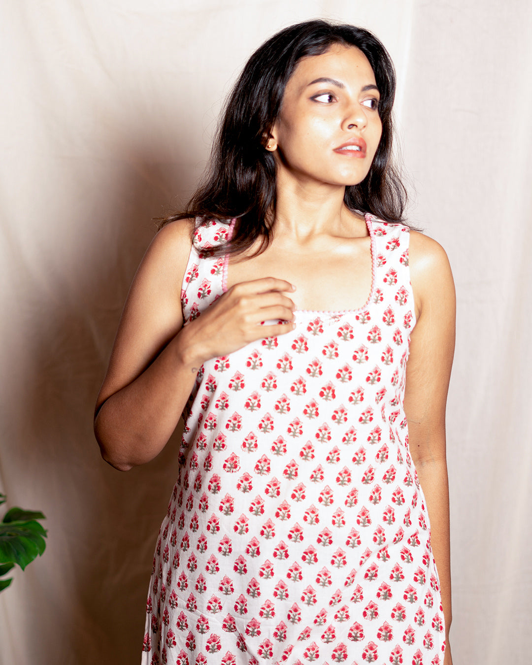 Red Polka Printed Short Kurta