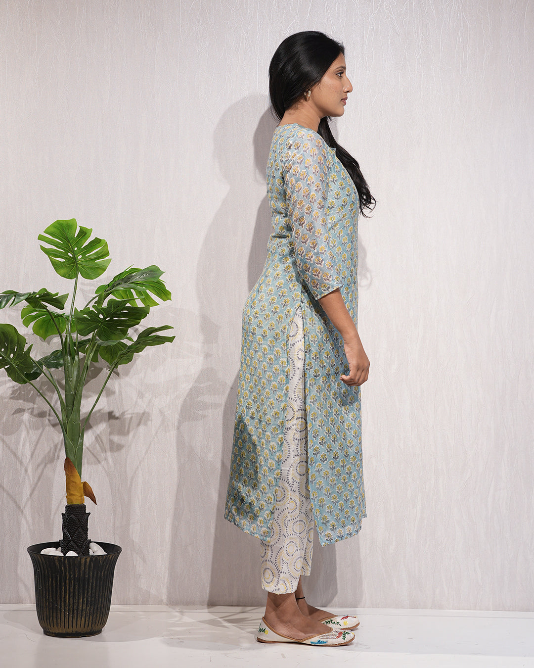 Elegant teal-coloured kurta and dupatta set