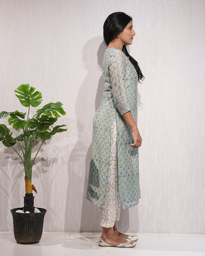 Elegant teal-coloured kurta and dupatta set