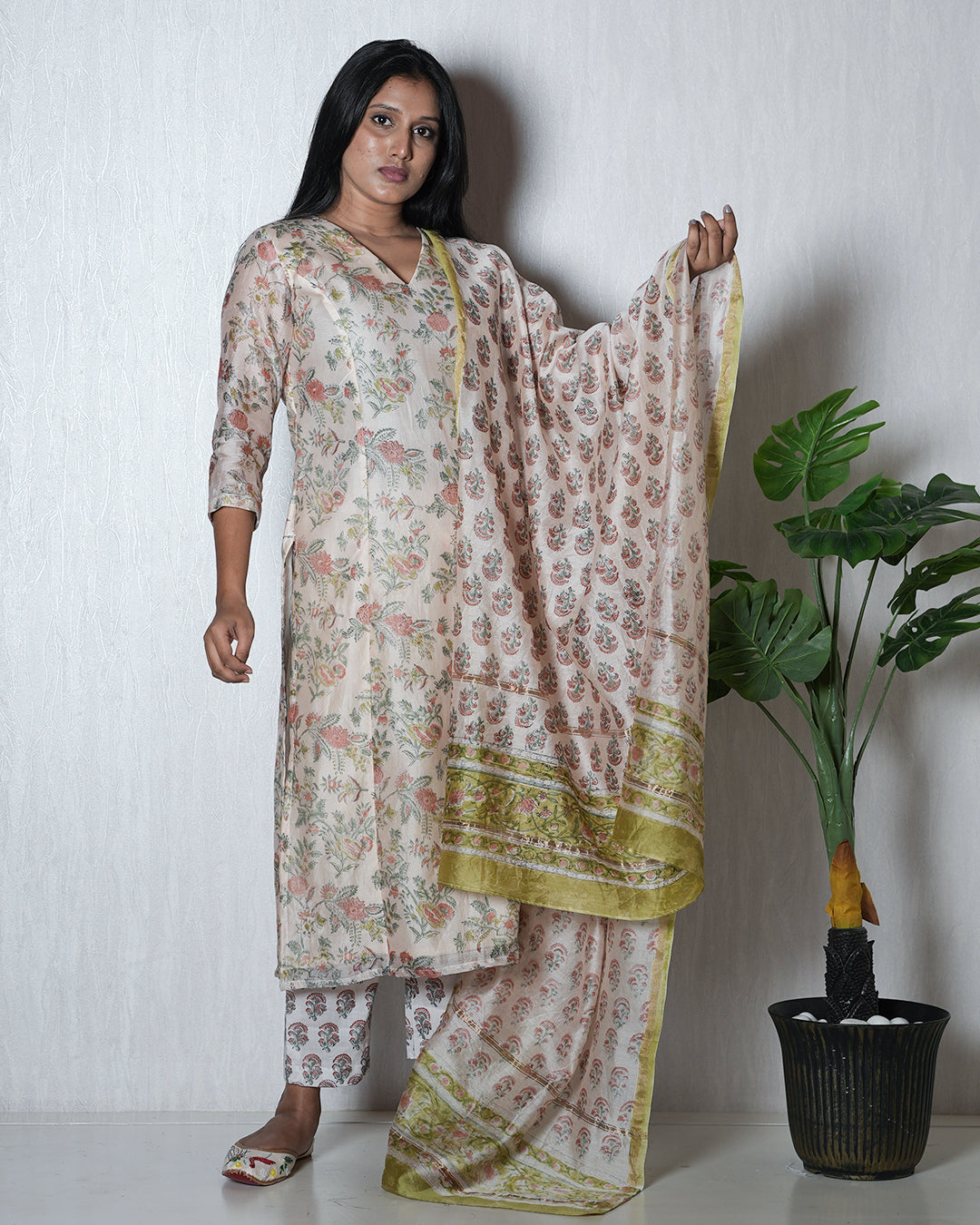 Pastel Floral Printed Kurta Set with Dupatta