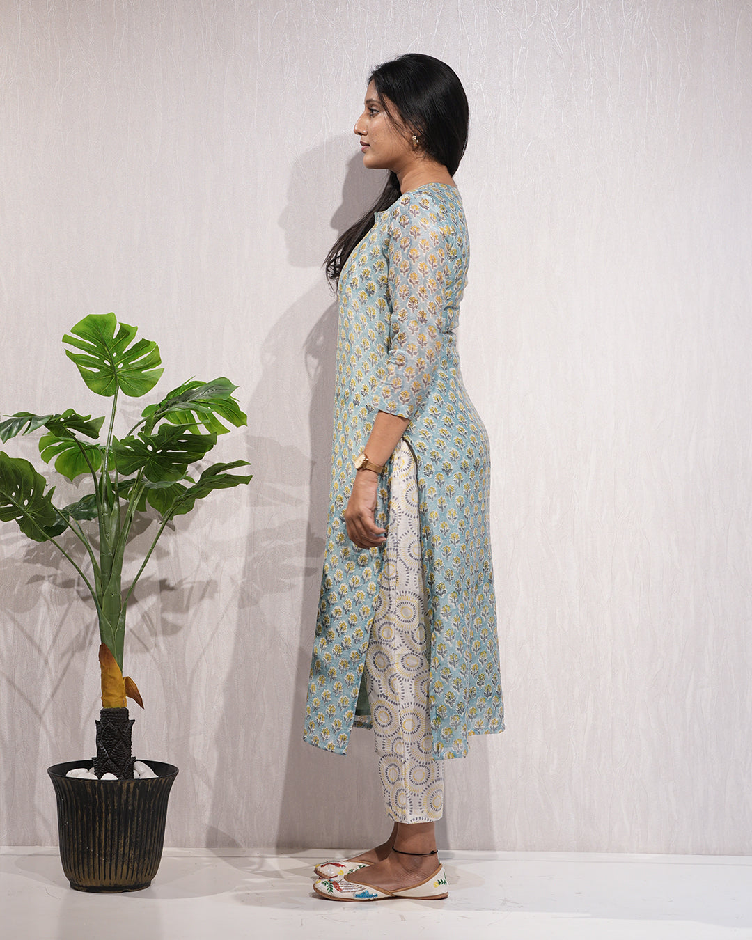 Elegant teal-coloured kurta and dupatta set