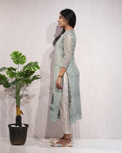 Elegant teal-coloured kurta and dupatta set