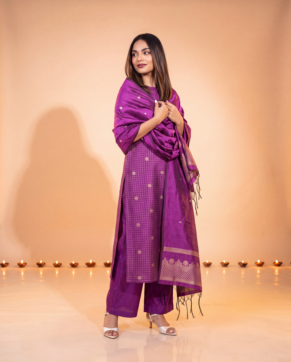 Malarvizhi Purple Festive Suit Set