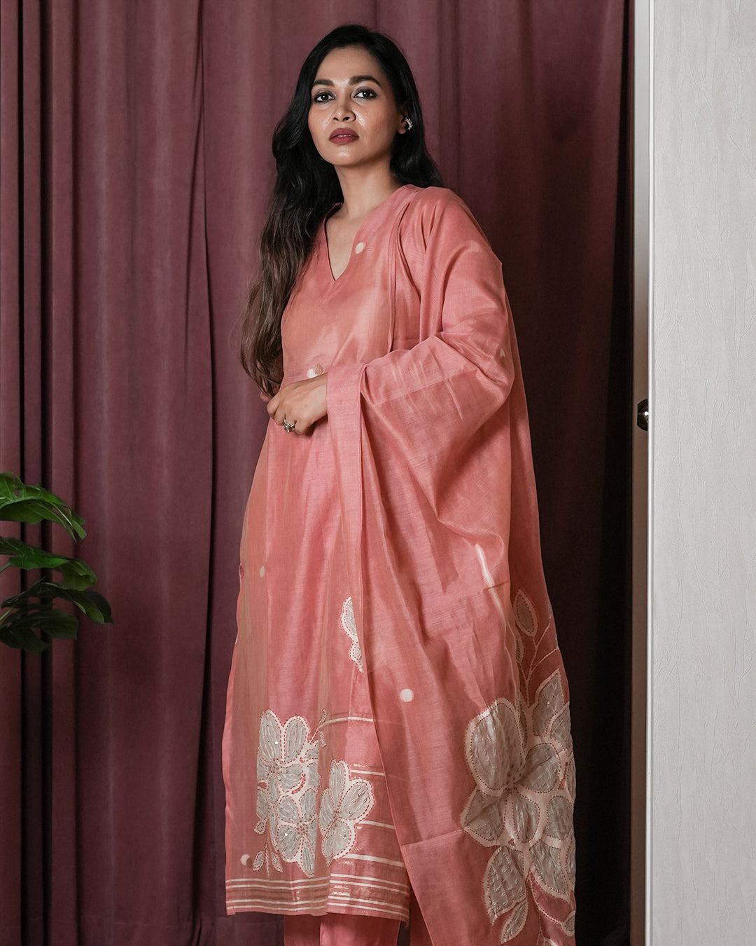 Rosewood Floral Handwoven Suit Set