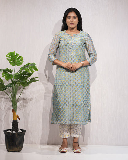 Elegant teal-coloured kurta and dupatta set