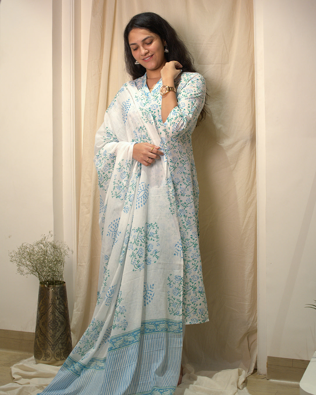 White and aqua blue suit set | Aika the Label