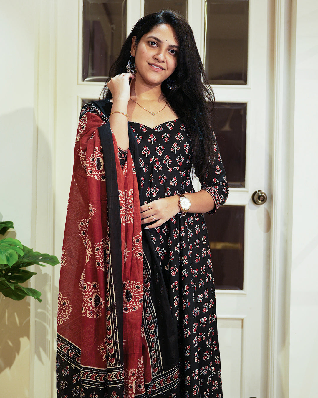 Black Anarkali-style kurta set | Aika the label