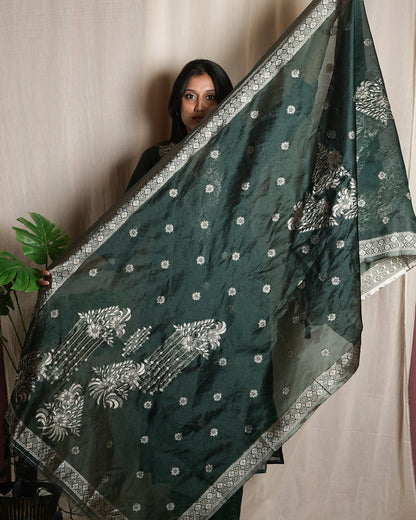 Rolaye Green Handblock-Style Printed Cotton Suit Set