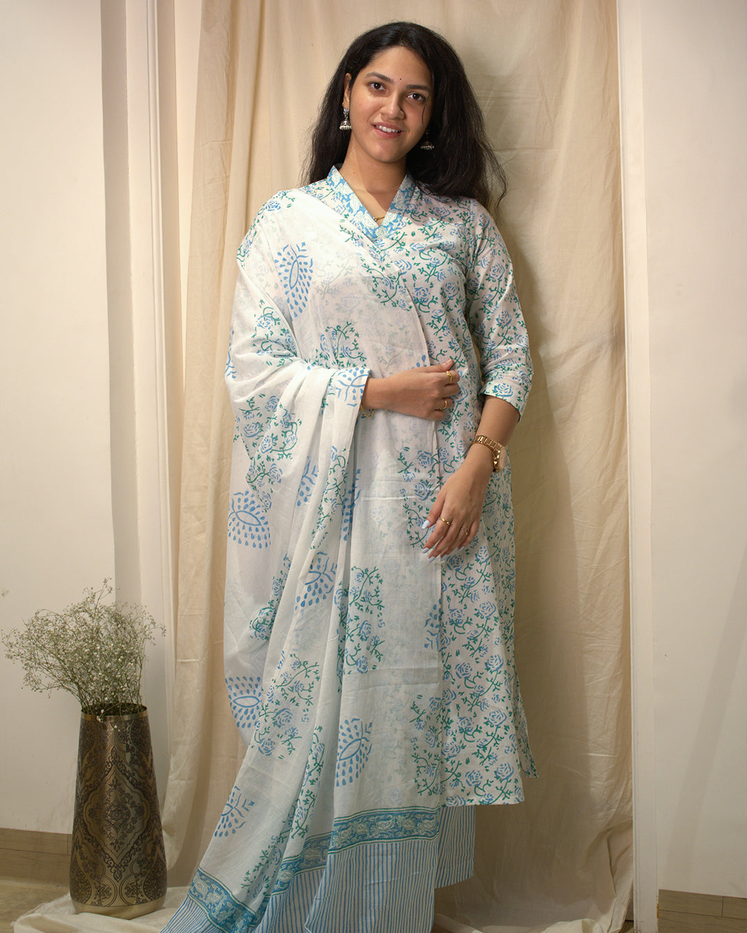 White and aqua blue suit set | Aika the Label