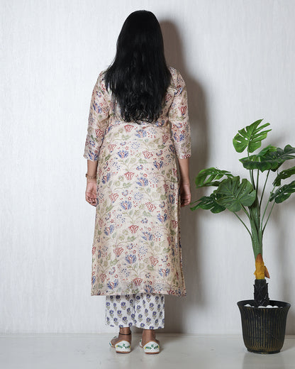 Pastel Floral Printed Kurta Set with Dupatta