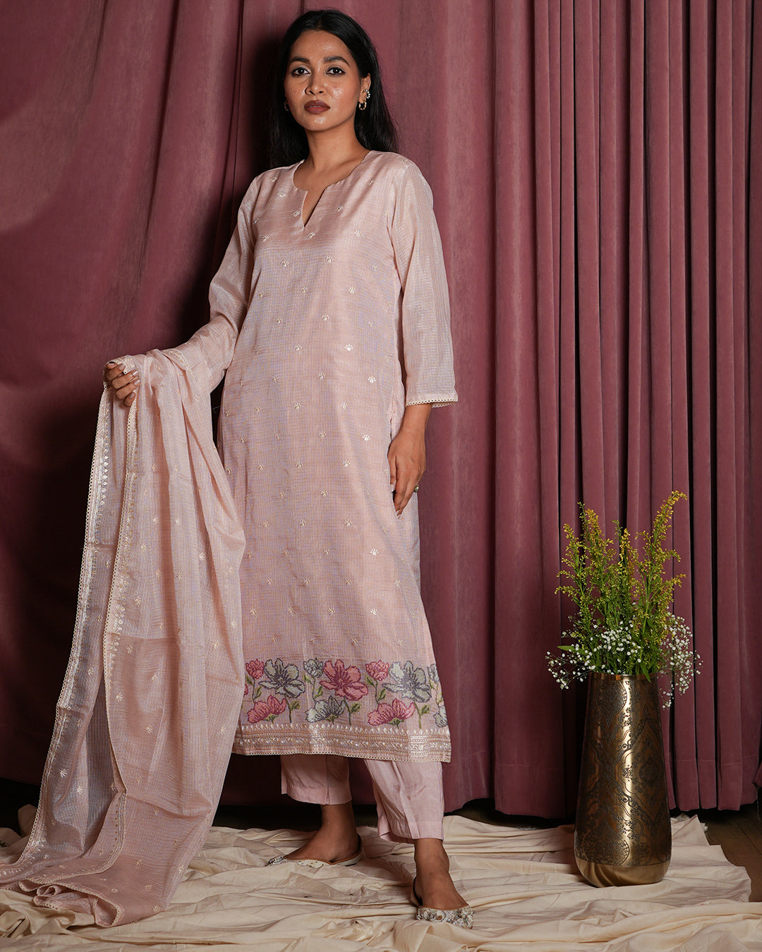 Blush Pink Embroidered Ethnic Suit Set