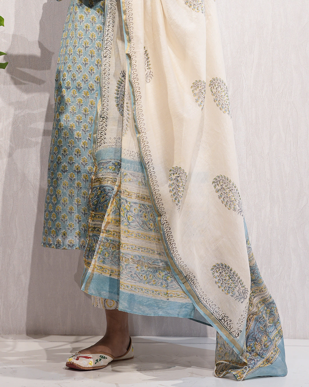 Elegant teal-coloured kurta and dupatta set