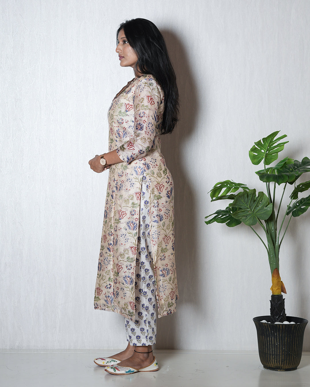 Pastel Floral Printed Kurta Set with Dupatta