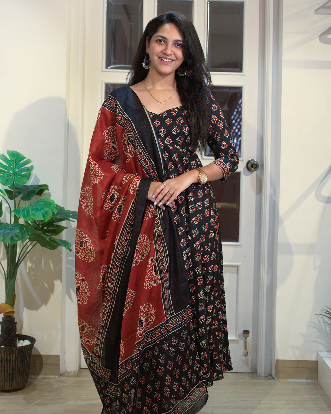 Black Anarkali-style kurta set | Aika the label