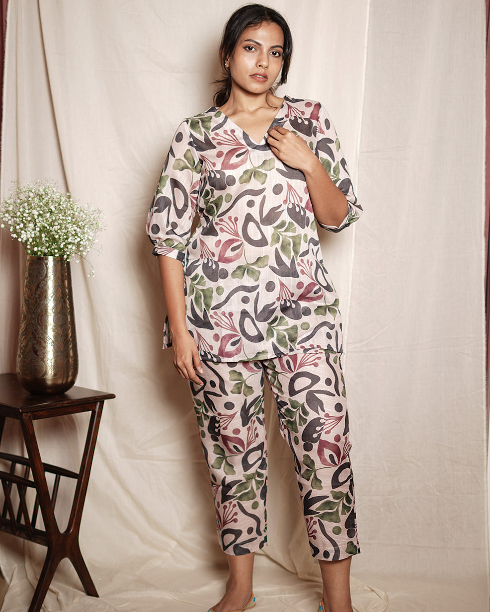 Pastel Abstract Print Co-ord Set