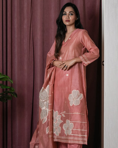 Rosewood Floral Handwoven Suit Set