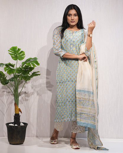 Elegant teal-coloured kurta and dupatta set