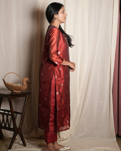 Rich Maroon Banarasi Silk Suit Set