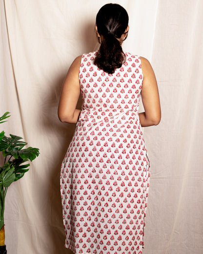 Red Polka Printed Short Kurta